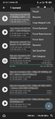 qBittorrent Remote Lite для Android — скриншот 3
