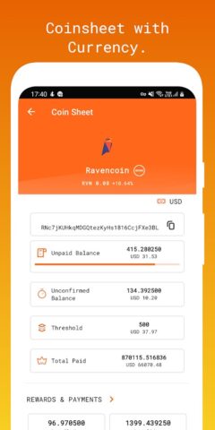 2Miners — Pool Mining Monitor для Android — скриншот 2
