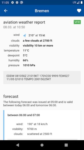 Aviation weather — METAR & TAF для Android — скриншот 2