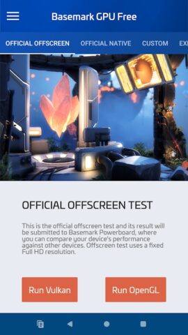 Basemark GPU для Android — скриншот 1