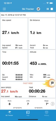 Oтслеживание лыжи Ski Tracks для iOS — скриншот 1