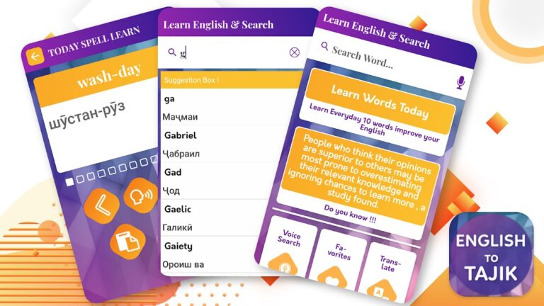 English to Tajik Translator для Android — скриншот 4