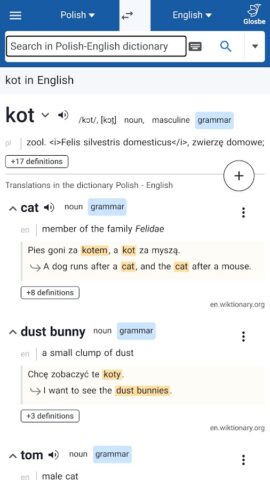 Glosbe Dictionary для Android — скриншот 3