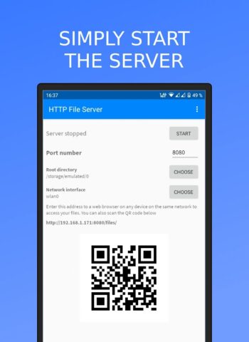 HTTP File Server (+WebDAV) для Android — скриншот 1