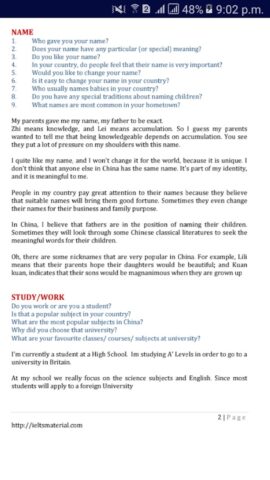 Ielts speaking topics answer для Android — скриншот 2