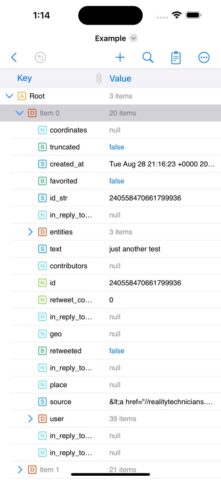JSON Editor Mobile — скриншот 1
