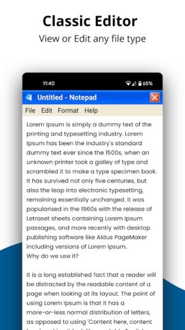 Notepad Classic — Win XP для Android — скриншот 1