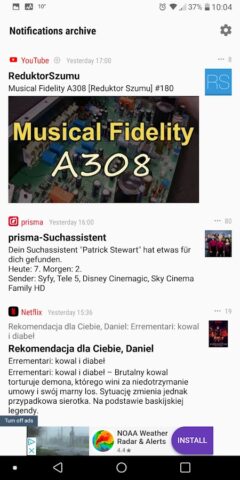 Архив уведомлений / история для Android — скриншот 1