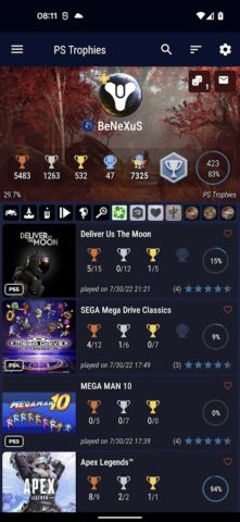 PS Trophies для Android — скриншот 1