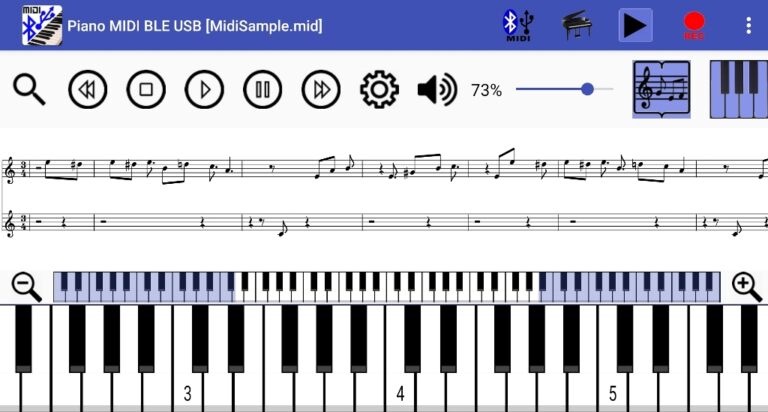 Piano MIDI Bluetooth USB для Android — скриншот 1