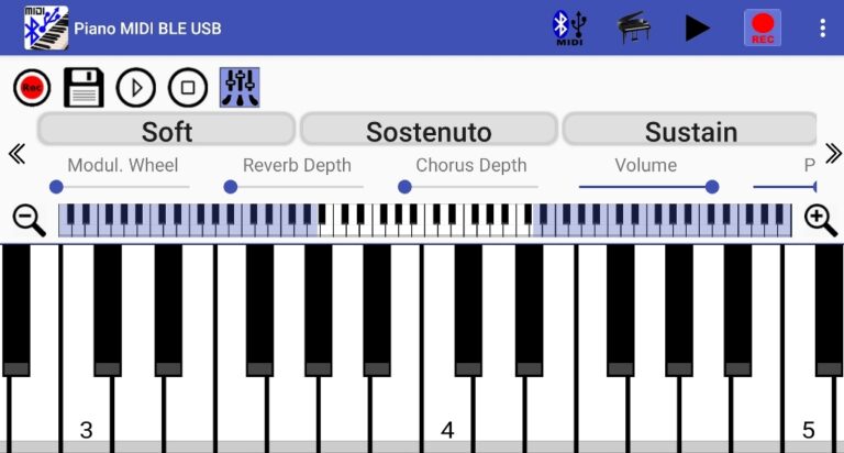 Piano MIDI Bluetooth USB для Android — скриншот 4