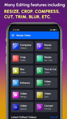 Resize Video, Compress & Crop для Android — скриншот 1