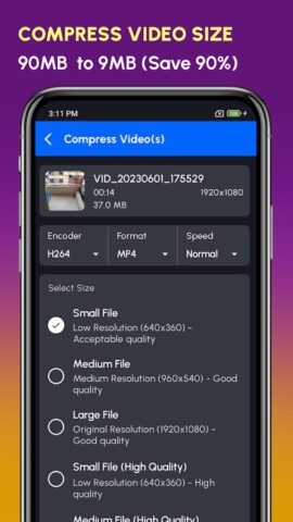 Resize Video, Compress & Crop для Android — скриншот 4