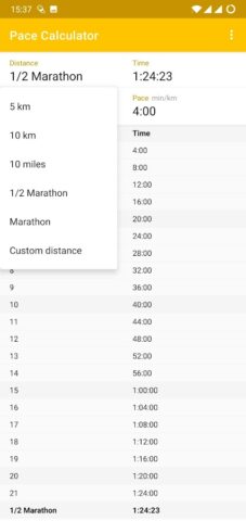 Running Pace Calculator для Android — скриншот 2