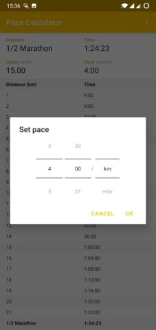 Running Pace Calculator для Android — скриншот 3