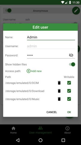 SSH/SFTP Сервер — Терминал для Android — скриншот 3