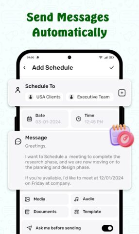 бизнеса Планировщик сообщений для Android — скриншот 1