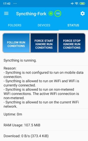 Syncthing-Fork для Android — скриншот 3