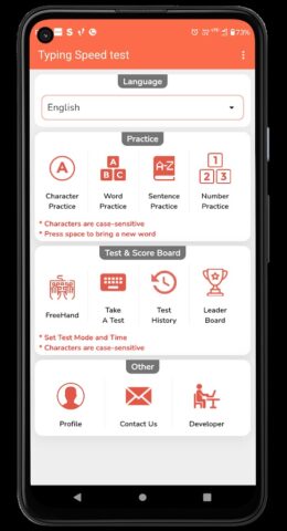 Typing Speed Test Pro для Android — скриншот 2