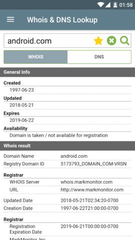 Whois & DNS Lookup — Domain/IP для Android — скриншот 1