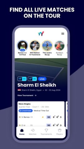 World Tennis Tour Live для Android — скриншот 1
