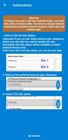 4G LTE Only Network Pro для Android — скриншот 2