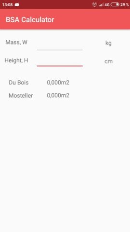 Площадь поверхности тела (ППТ для Android — скриншот 1