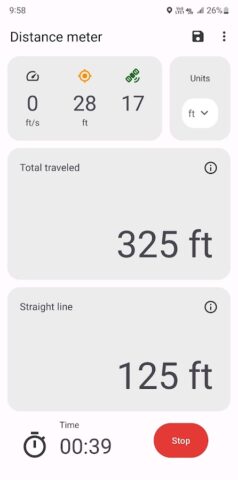 Измерение расстояния (GPS) для Android — скриншот 2