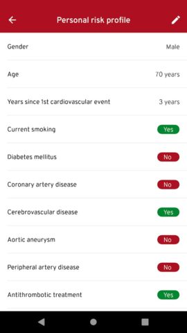 ESC CVD Risk Calculation для Android — скриншот 3
