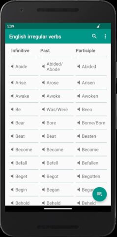 English Irregular Verbs для Android — скриншот 1