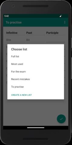 English Irregular Verbs для Android — скриншот 3