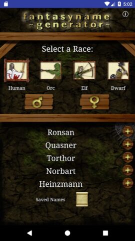 Fantasy Name Generator для Android — скриншот 1
