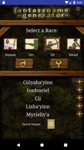 Fantasy Name Generator для Android — скриншот 2