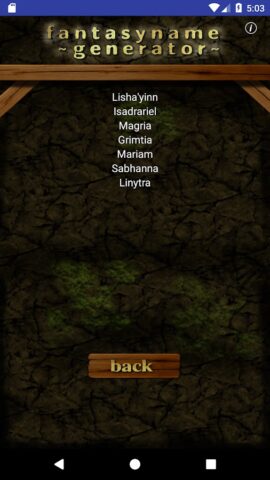 Fantasy Name Generator для Android — скриншот 3