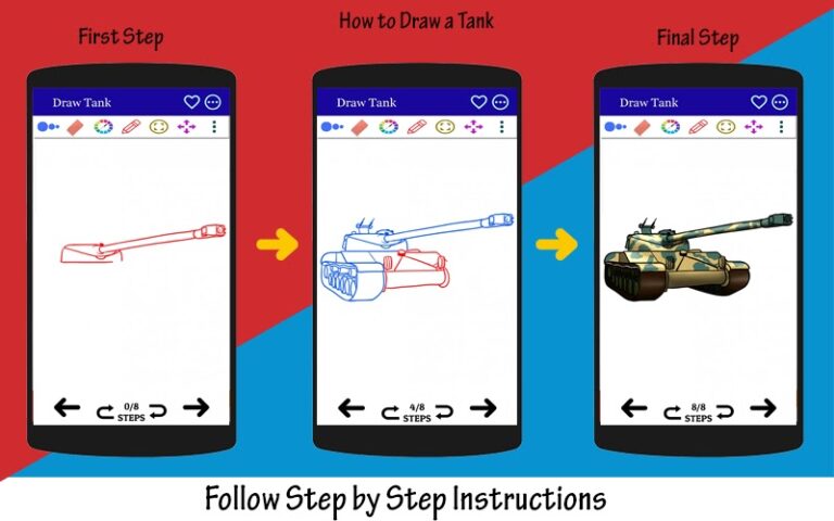 Как рисовать танк шаг за шагом для Android — скриншот 2
