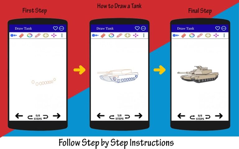 Как рисовать танк шаг за шагом для Android — скриншот 3