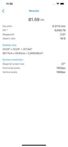 PPI Calc — DPI Calculator для iOS — скриншот 2