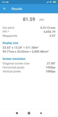 PPI Calc — DPI Calculator для Android — скриншот 2