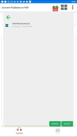 Преобразование PUB в PDF для Android — скриншот 1
