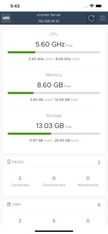 vSphere Mobile Client для iOS — скриншот 3