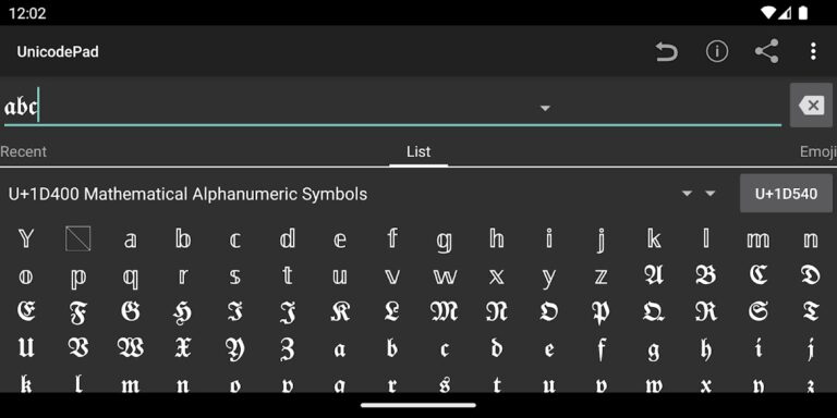 Unicode Pad для Android — скриншот 4
