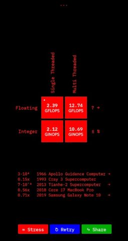 xOPS CPU﹣бенчмарк процессора для Android — скриншот 1