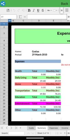 AndroXLS Lite редактор XLSX для Android — скриншот 1
