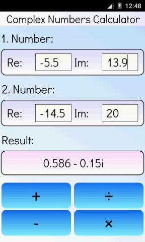 Комплексные числа калькулятор для Android — скриншот 3