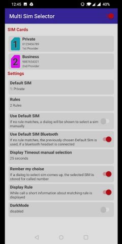 Dual Sim / Multi Sim Selector для Android — скриншот 4