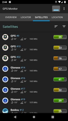 GPS Monitor: данные спутников для Android — скриншот 3