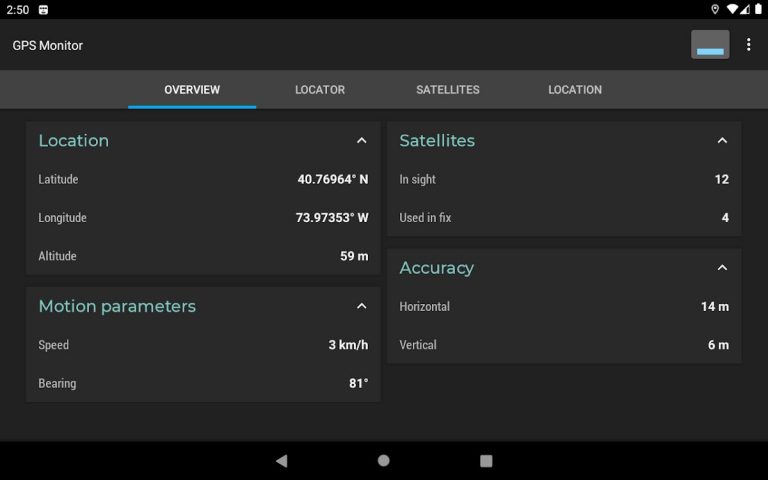 GPS Monitor: данные спутников для Android — скриншот 5