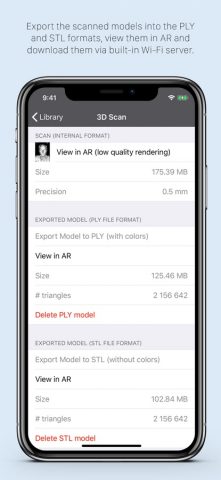 Heges 3D Scanner для iOS — скриншот 3