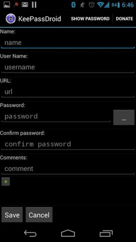 KeePassDroid для Android — скриншот 4