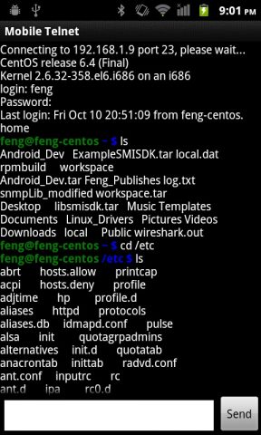 Mobile Telnet для Android — скриншот 1